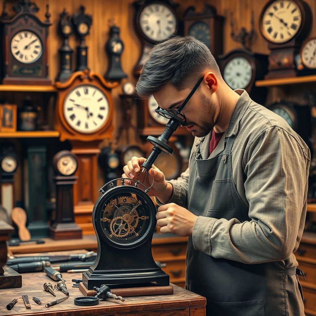 Relógio vintage em processo de restauração