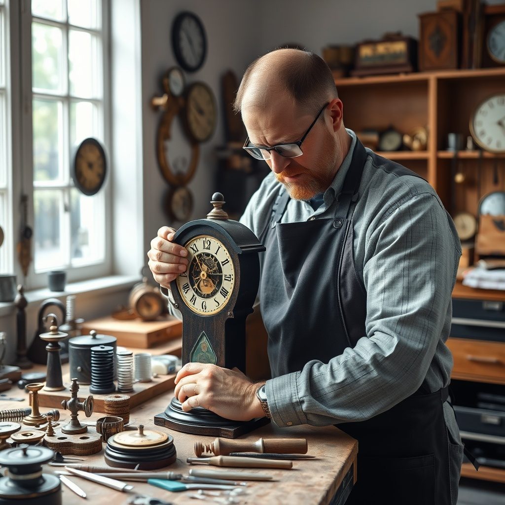 Reloj vintage em processo de restauração